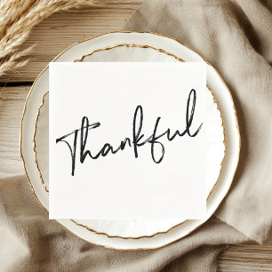 Serviette En Papier Thanksgiving Script minimaliste