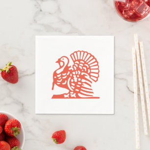 Serviette En Papier Thanksgiving Turkey Orange Gobble 4Pat