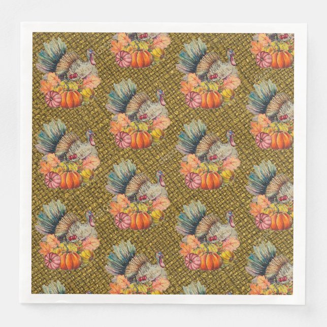Serviette En Papier Thanksgiving Turquie (Devant)