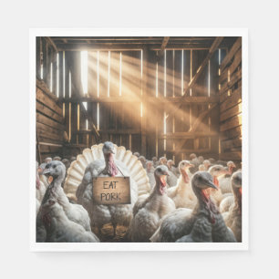 Serviette En Papier Thanksgiving Turquie avec un signe amusant