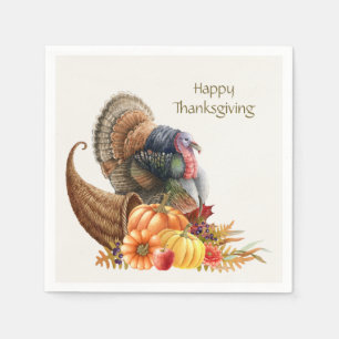 Serviette En Papier Thanksgiving Turquie Citrouilles Napkin