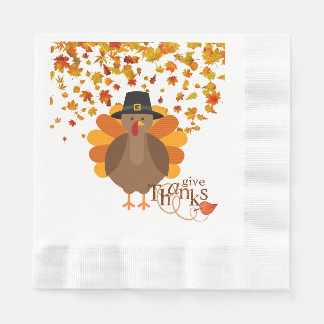 Serviette En Papier Thanksgiving Turquie Papier Napkins / Déjeuner (Devant)