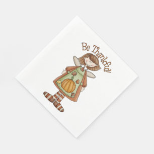 Serviette En Papier Thanksgiving/White Standard Luncheon Napkin
