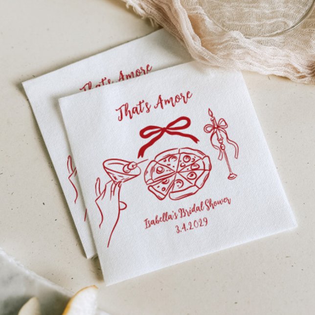 Serviette En Papier That's amore Hand drawn Pizza Bridal Shower (Créateur téléchargé)