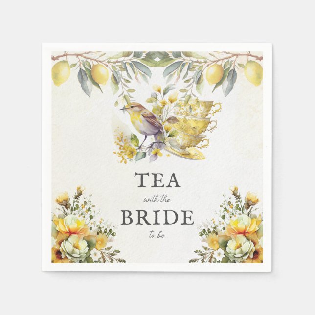 Serviette En Papier Thé à la Mariée Vintage Fête Citronnée (Devant)