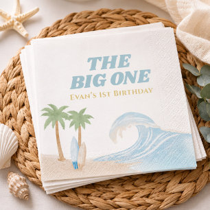 Serviette En Papier The Big One Beach Surf Été Aquarelle Côtière 