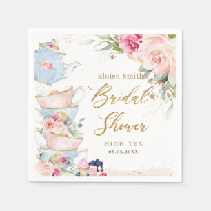 Serviette En Papier Thé de Mariage aux Fleurs Rose Pâle