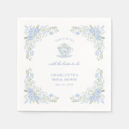 Serviette En Papier Thé de mariage floral bleu