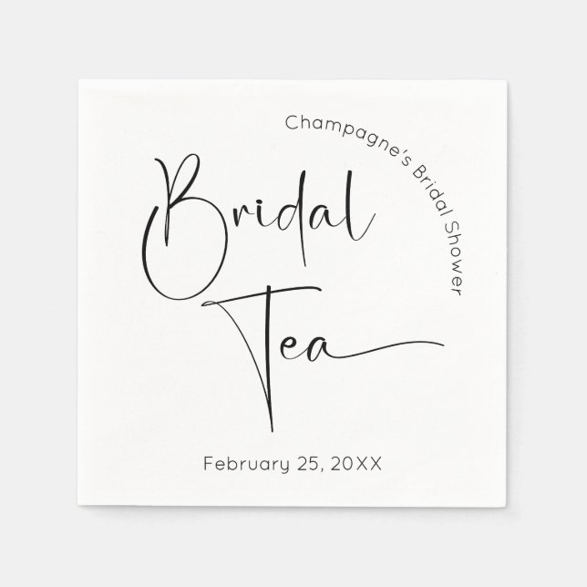 Serviette En Papier Thé de mariage moderne avec écriture script (Devant)