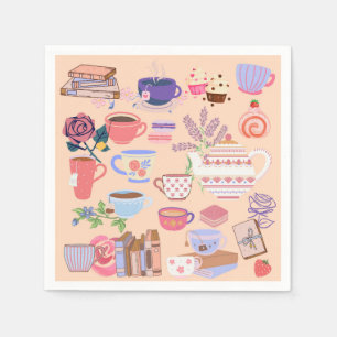 Serviette En Papier Thé Et Livres