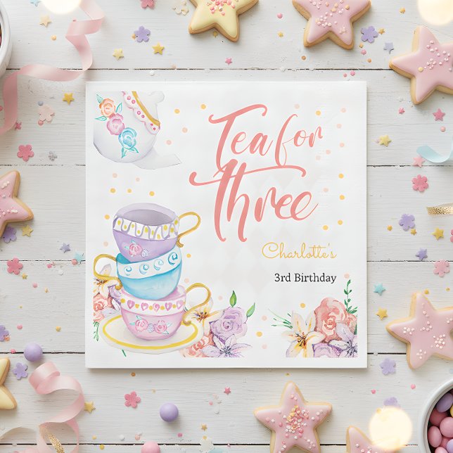 Serviette En Papier Thé pour trois, troisième anniversaire de thé (Créateur téléchargé)
