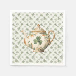 Serviette En Papier Théière du jour de la Saint-Patrick au trèfle