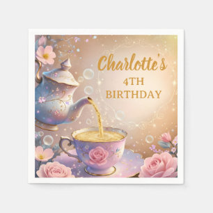 Serviette En Papier Théière et tasse à thé florale - Thé à l'anglaise