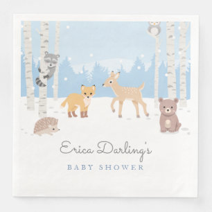 Serviette En Papier Thème baby shower Woodland forêt d'hiver