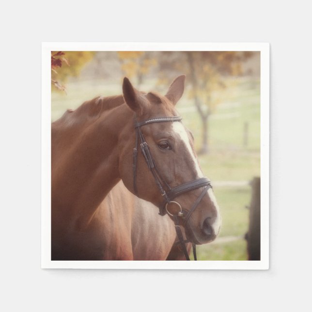 Serviette en papier thème cheval automne élégant (Devant)