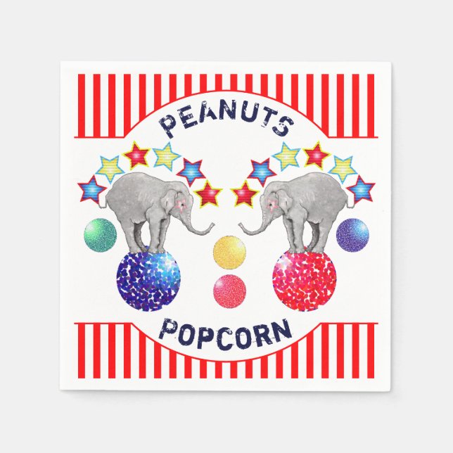 Serviette En Papier Thème Cirque Elephant Anniversaire Soin de fête (Devant)