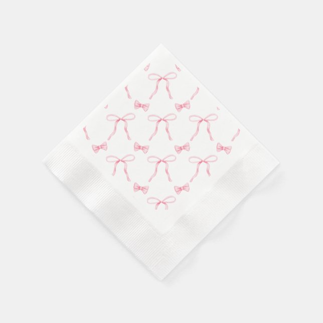 Serviette en papier thème Coquette à ruban rose (Coin)