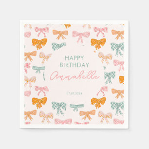 Serviette En Papier Thème coquette avec nœud pour fête d'anniversaire 