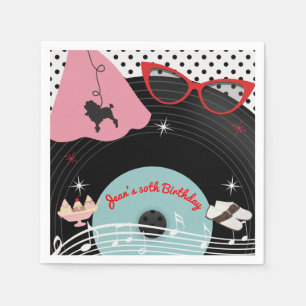 Serviette En Papier Thème d'anniversaire des années 50 1950