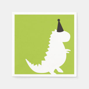 Serviette En Papier Thème d'anniversaire Dinosaur vert baby shower gar