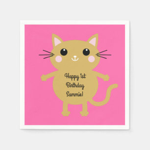Serviette En Papier Thème d'anniversaire pour enfant Kitty Chat Mignon