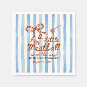 Serviette En Papier Thème de Baby Shower Italien Rayures Bleues