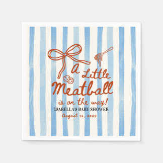 Serviette En Papier Thème de Baby Shower Italien Rayures Bleues