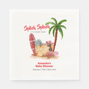 Serviette En Papier Thème de Baby Shower Palmier Plage de Surf Océaniq