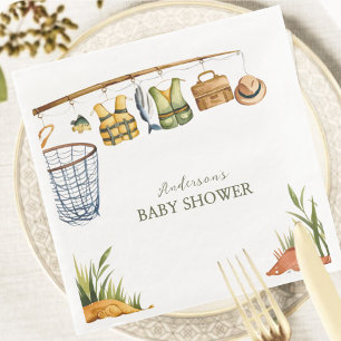 Serviette En Papier Thème de Baby Shower Petit Pêcheur Fou de la Bobin