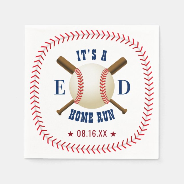 Serviette En Papier Thème de baseball Home Run Mariage (Devant)
