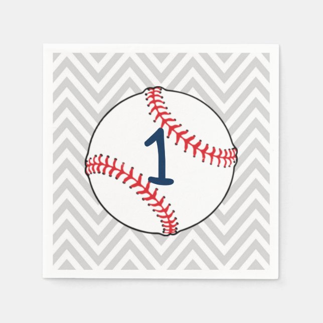 Serviette En Papier Thème de baseball premier Anniversaire Napkins (Devant)