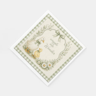 Serviette En Papier Thème de canard floral vert sauge vintage modifiab