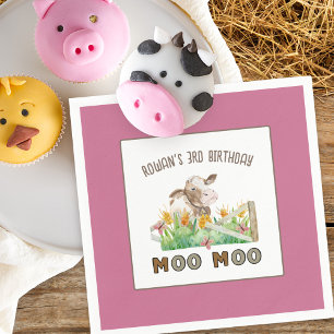 Serviette En Papier Thème de ferme Vache Meuh Meuh Fête d'anniversaire