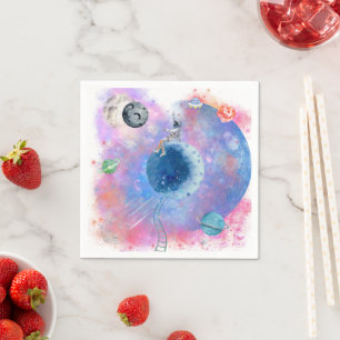 Serviette En Papier Thème de fête d'anniversaire Astronaut et Planètes