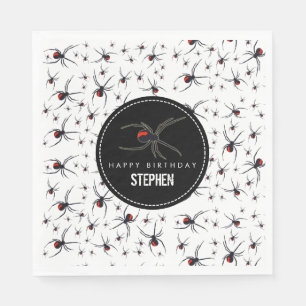 Serviette En Papier Thème de fête d'anniversaire Red & Black Spider