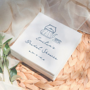 Serviette En Papier Thème de fête de thé vintage avec fleurs dessinées