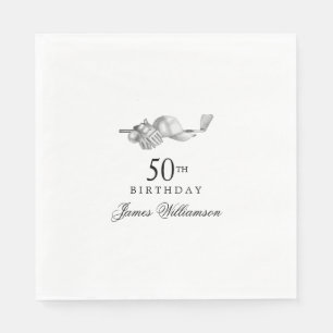 Serviette En Papier Thème de golf personnalisé 50e anniversaire