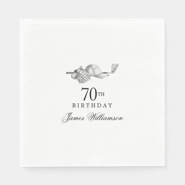 Serviette En Papier Thème de golf personnalisé 70e anniversaire (Devant)