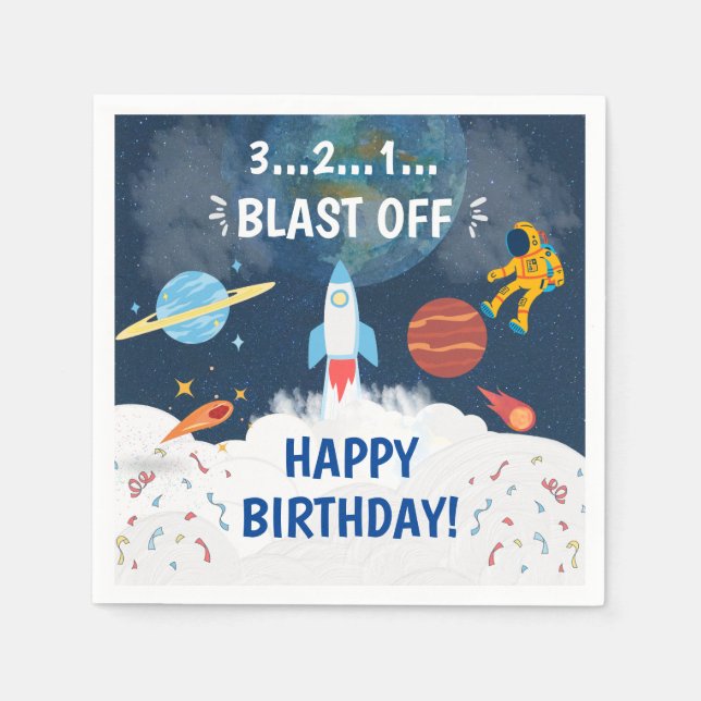 Serviette En Papier Thème de l'astronaute de la fête (Devant)