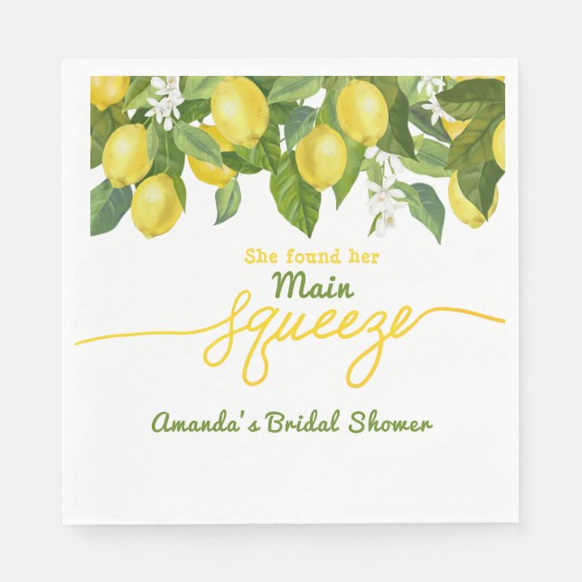 Serviette En Papier Thème de mariage de douche de bride de citron de s (Devant)