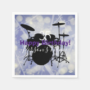 Serviette En Papier Thème de nappe d'anniversaire de batteur HAMbWG