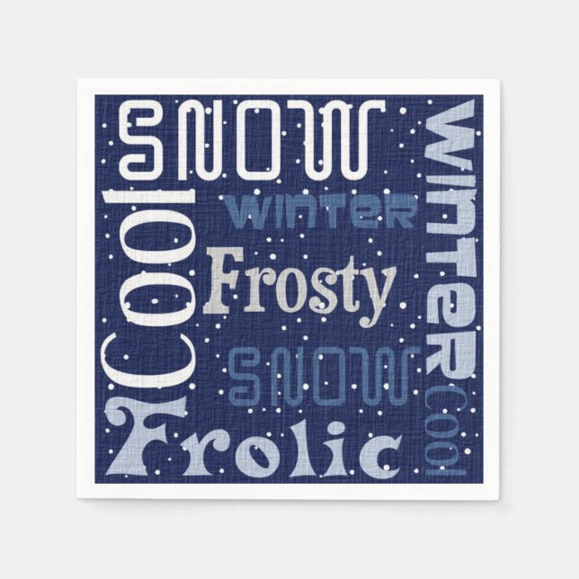 Serviette En Papier Thème de Noël bleu (Devant)