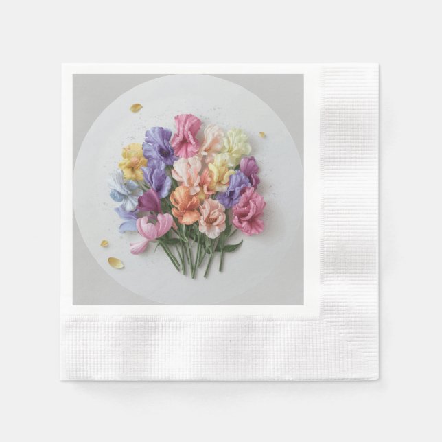 Serviette En Papier Thème de pastel botanique de pois doux (Devant)