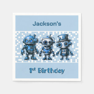 Serviette En Papier Thème de robot Steampunk pour 1er anniversaire