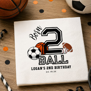 Serviette En Papier Thème de sport Born 2 Ball pour le 2e anniversaire