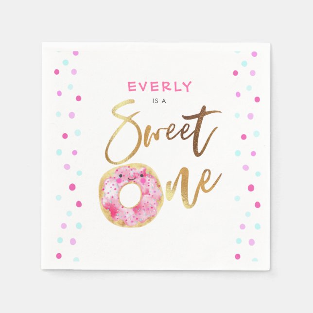 Serviette En Papier Thème Donut Sweet One Birthday Party (Devant)
