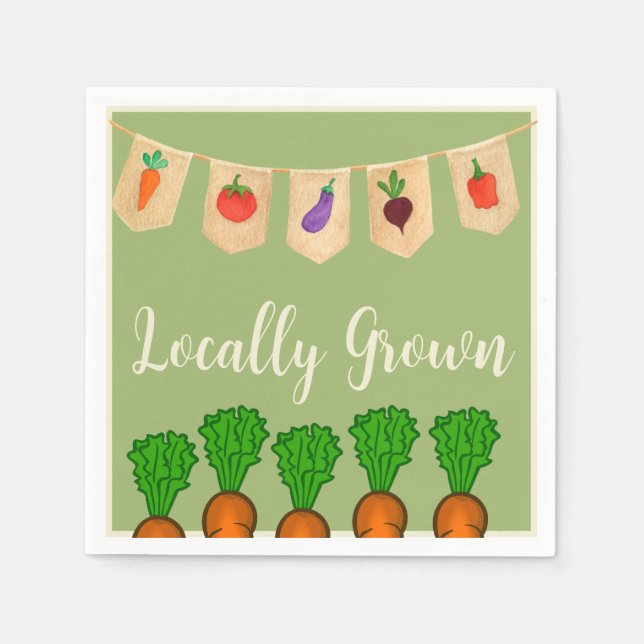 Serviette En Papier Thème Jardin Cultivé Localement (Devant)