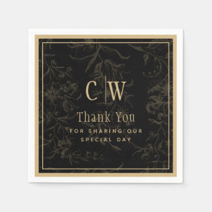 Serviette En Papier Thème Mariage Cravate noire Vintage Gold Damask