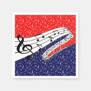 Serviette En Papier Thème musical rouge blanc et bleu