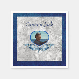 Serviette En Papier Thème nautique Bleu de la Marine Coques photo Aqua